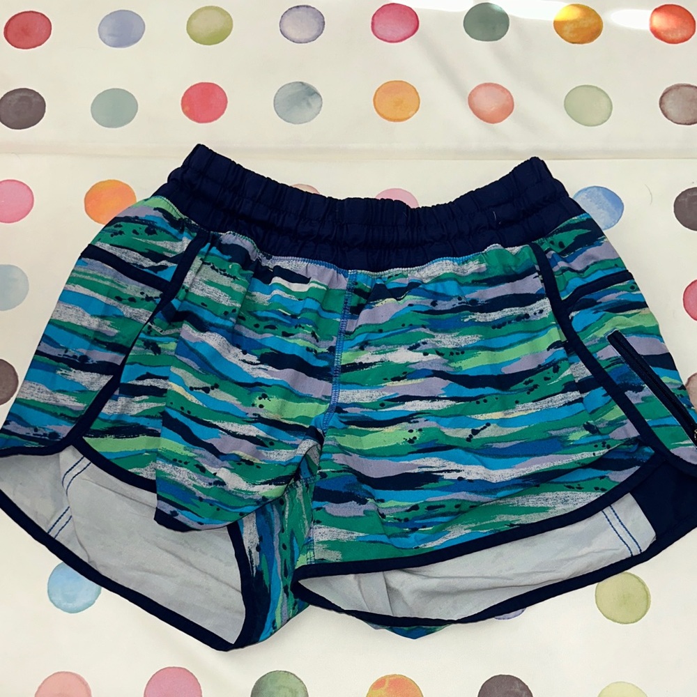 Blue and Green Lululemon Tracker shorts